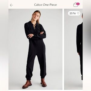 Free People Calico Black One-Piece Jumpsuit size XL
